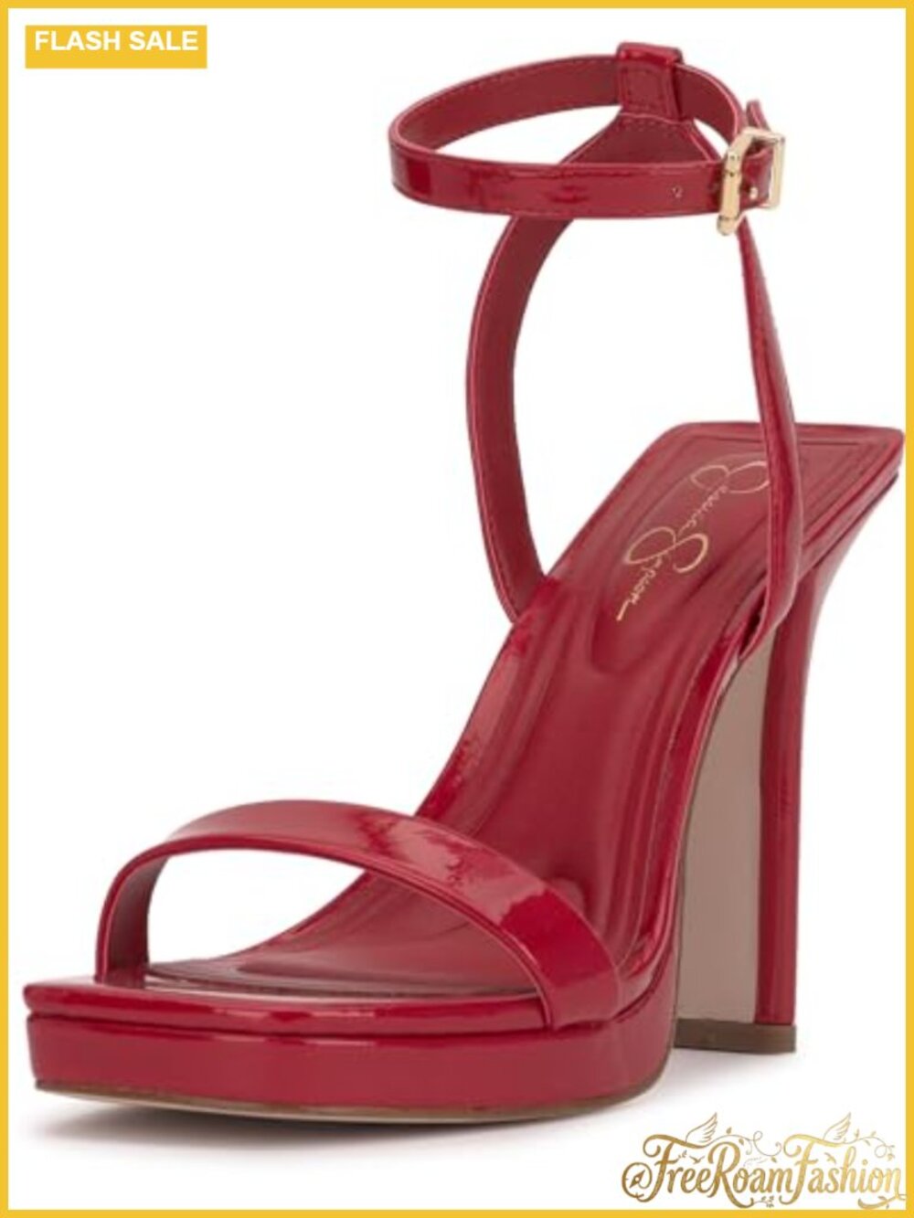 Adonia Heeled Platform Sandal Faux Leather Buckle Ankle Strap Open Toe